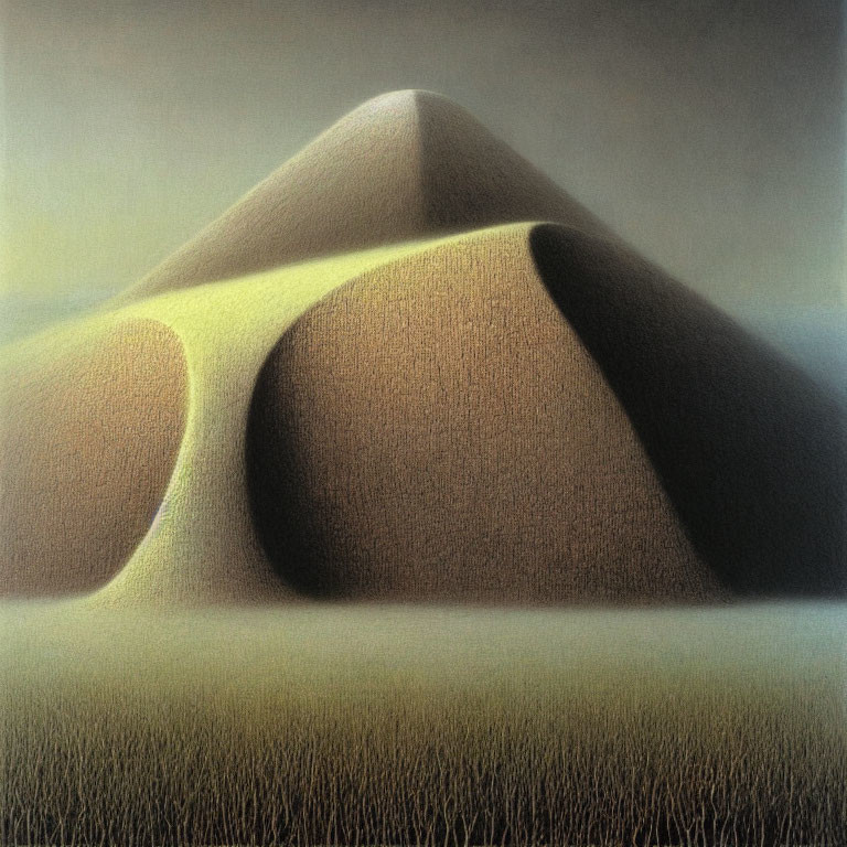 Textured dunes with soft glow on curves against gradient backdrop