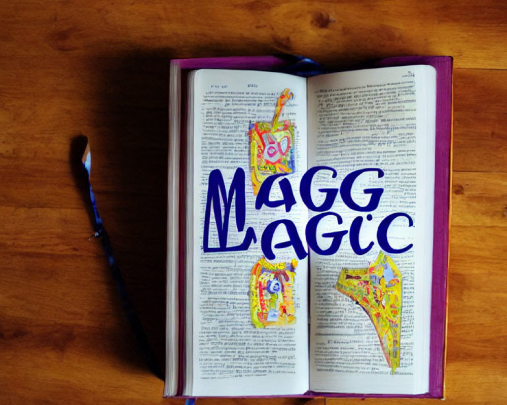 Colorful "Magic" book with illustrations and bookmark shown.