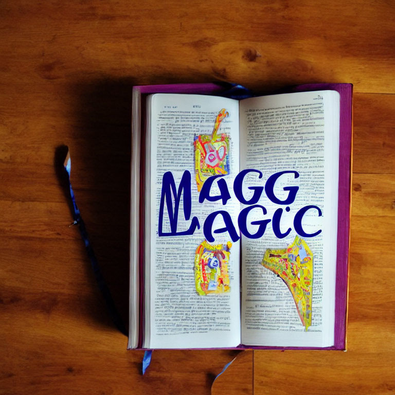 Colorful "Magic" book with illustrations and bookmark shown.