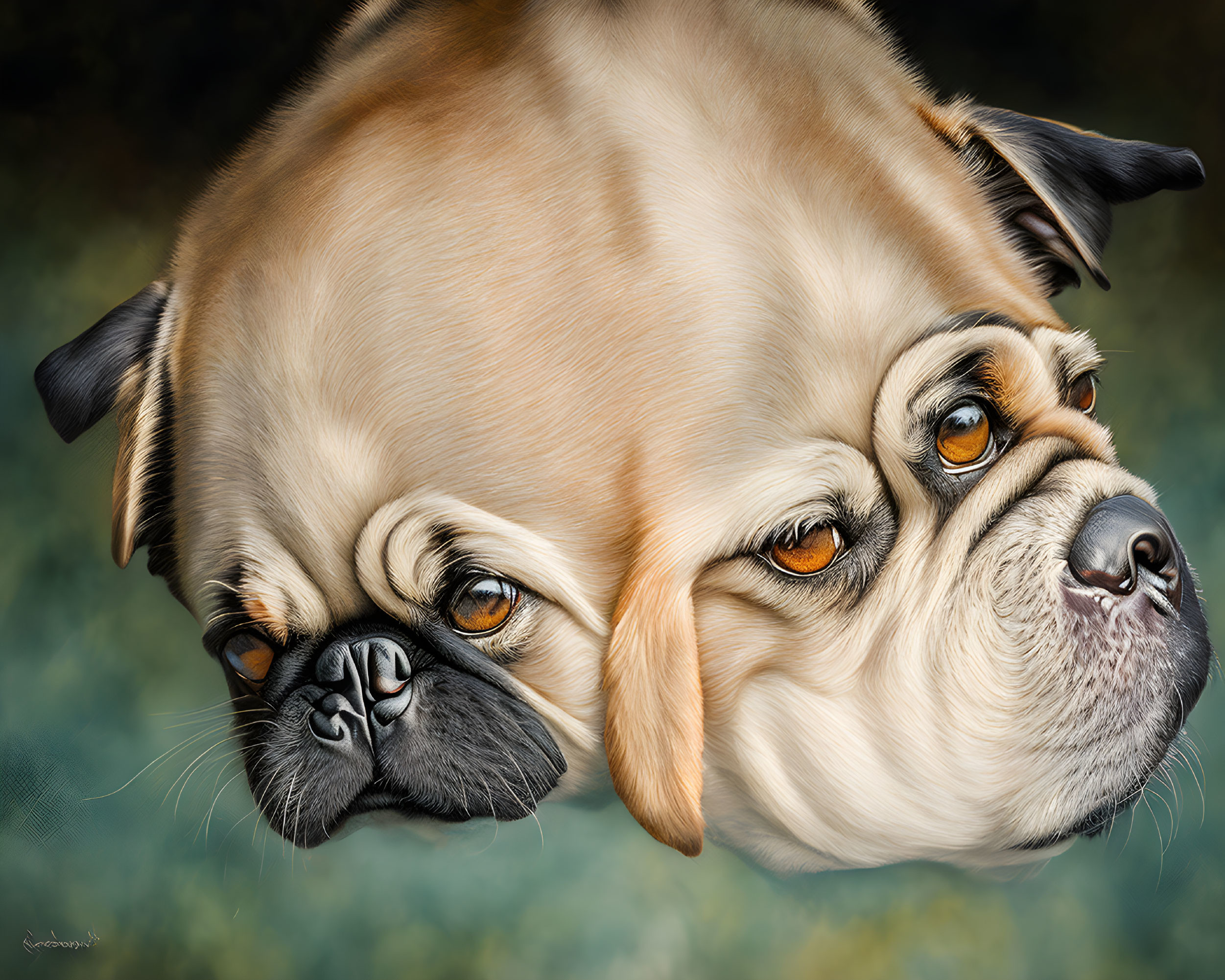 Detailed Hyperrealistic Pug Illustration with Expressive Eyes