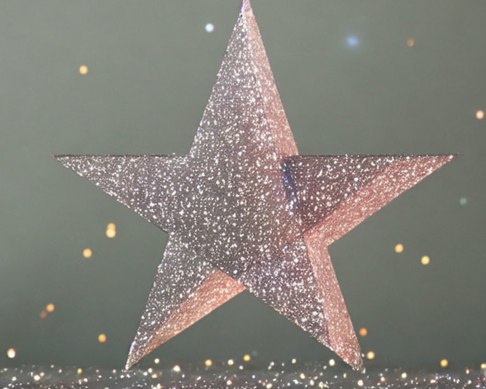 Shiny star-shaped ornament on bokeh background