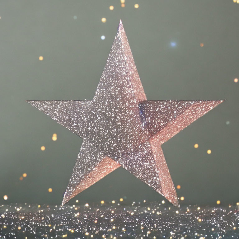 Shiny star-shaped ornament on bokeh background