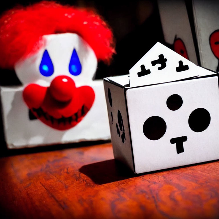 Dice Set: Clown-Faced and Teardrop Motif with Traditional Dot Dice