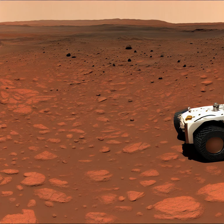 Partial View of Rocky Martian Terrain under Reddish Sky