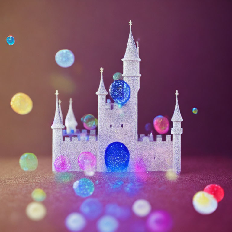 Colorful Bokeh Effects Surrounding Miniature Castle