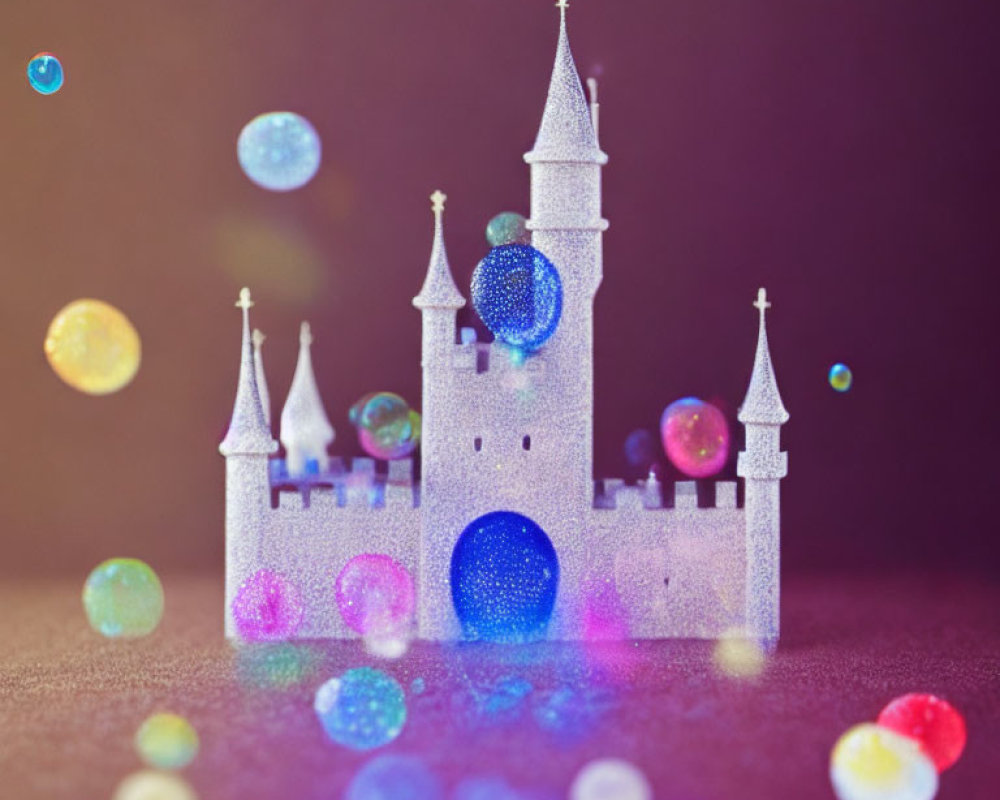 Colorful Bokeh Effects Surrounding Miniature Castle