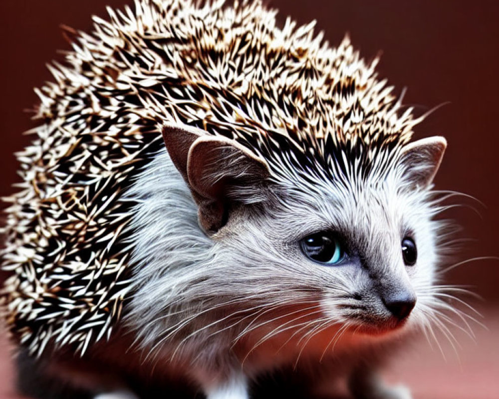 Photorealistic depiction of hedgehog-bodied creature with cat face