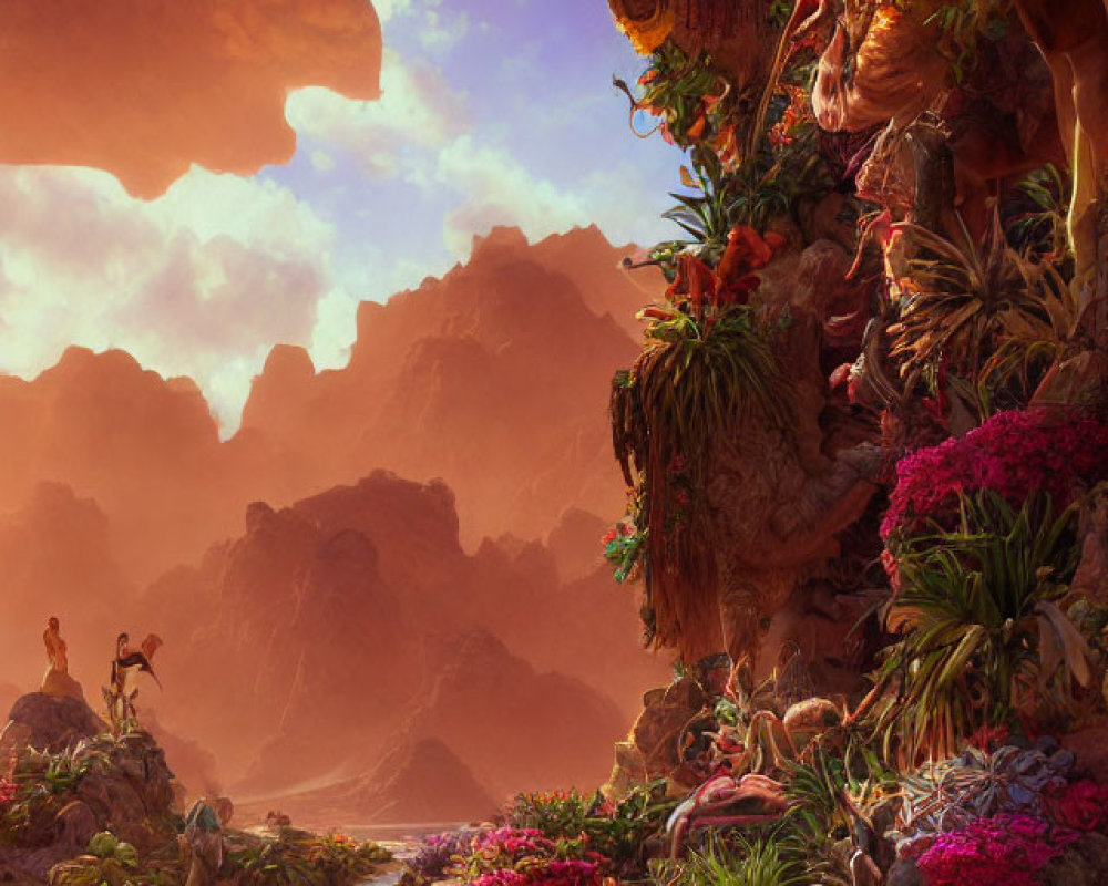 Colorful Fantasy Landscape with Sandy Path & Whimsical Rock Formations