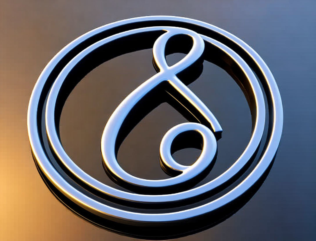 Neon ampersand symbol on gradient background