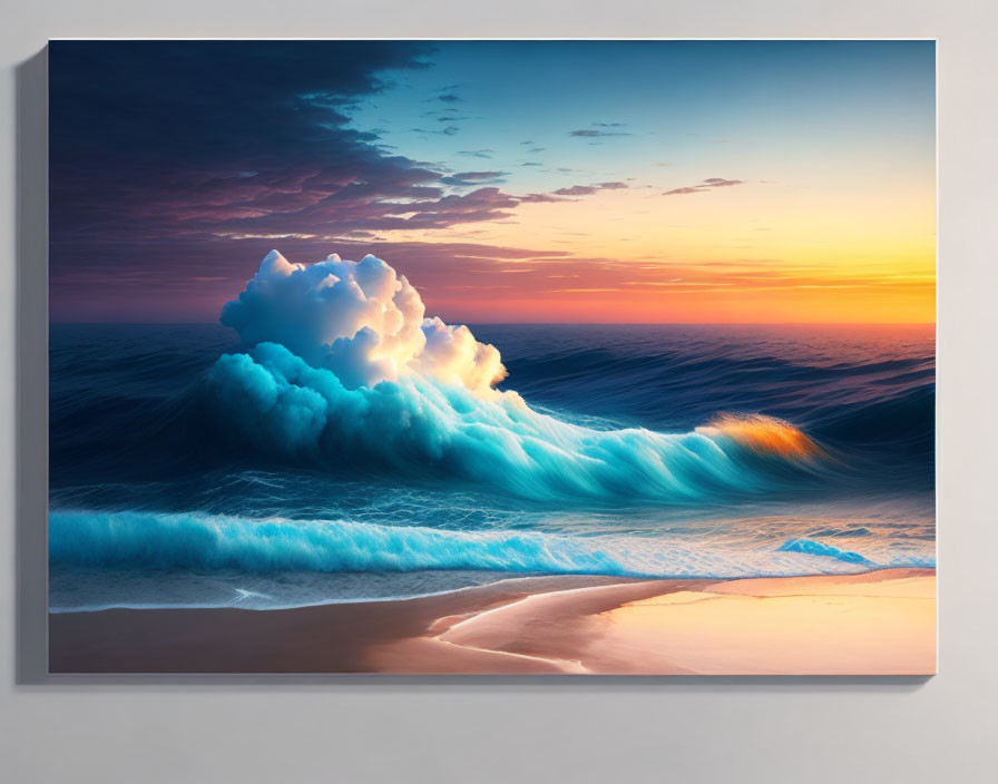 Ocean Wave Sunset Canvas Print in Vibrant Colors