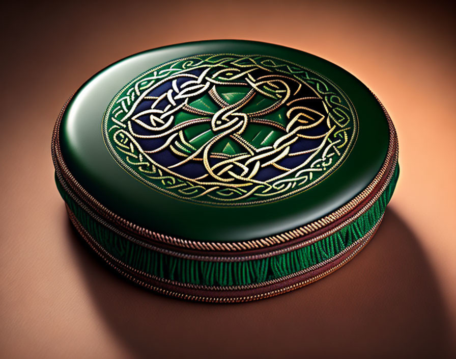 Green Celtic Knot Design Ornamental Box on Gradient Background