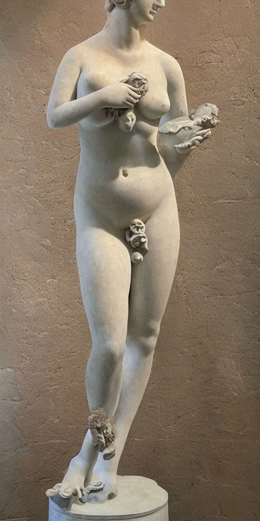 Roman statue of Venus, goddess of love and beauty, nude with flower details