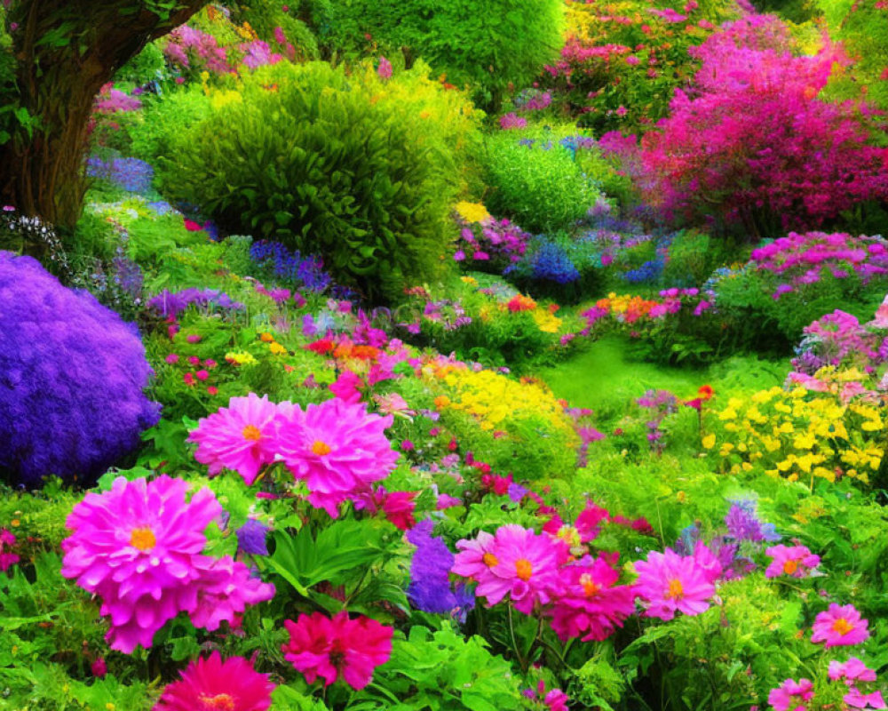 Colorful Flower Garden Bursting with Vibrant Blooms