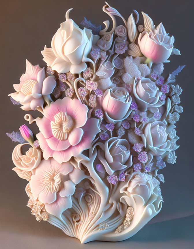 Elegant White and Pink Flower Sculptural Arrangement