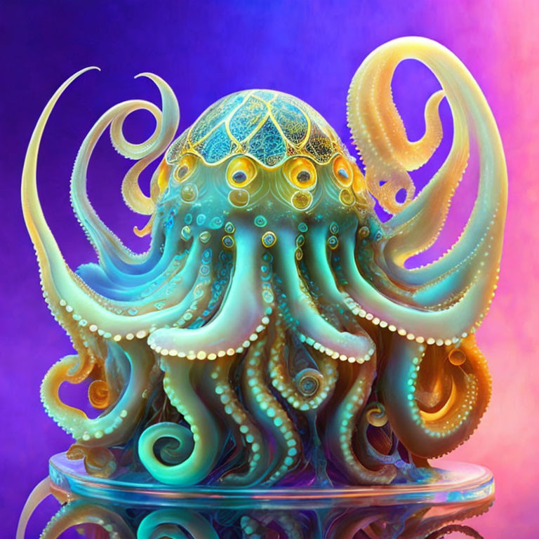 Colorful Octopus Illustration on Gradient Background