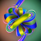 Vibrant 3D rendering of colorful intertwined ribbons on gradient backdrop