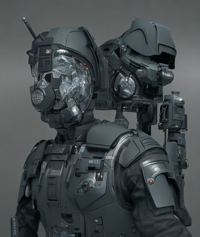 Detailed Futuristic Humanoid Robot with Complex Head Structure