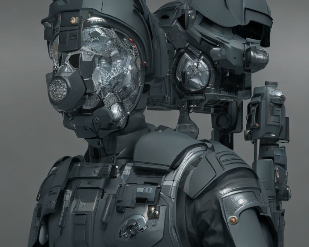 Detailed Futuristic Humanoid Robot with Complex Head Structure