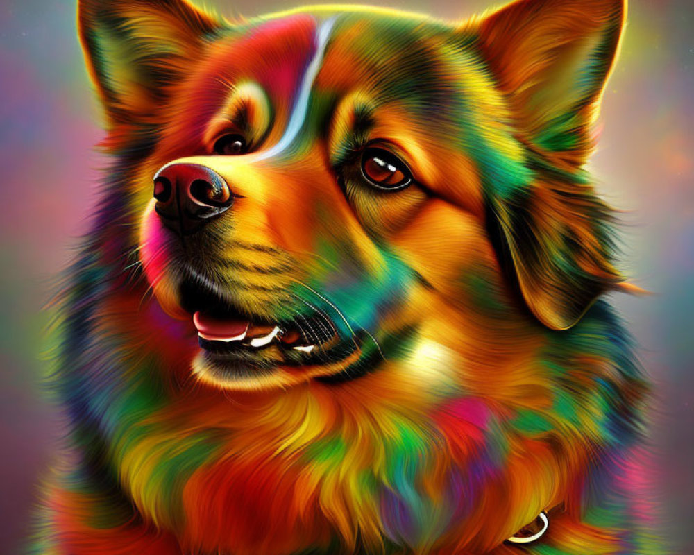 Colorful Psychedelic Dog Portrait on Vibrant Background