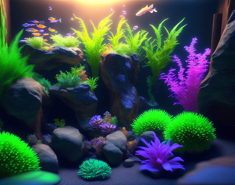 Colorful Underwater Scene with Tropical Fish and Coral