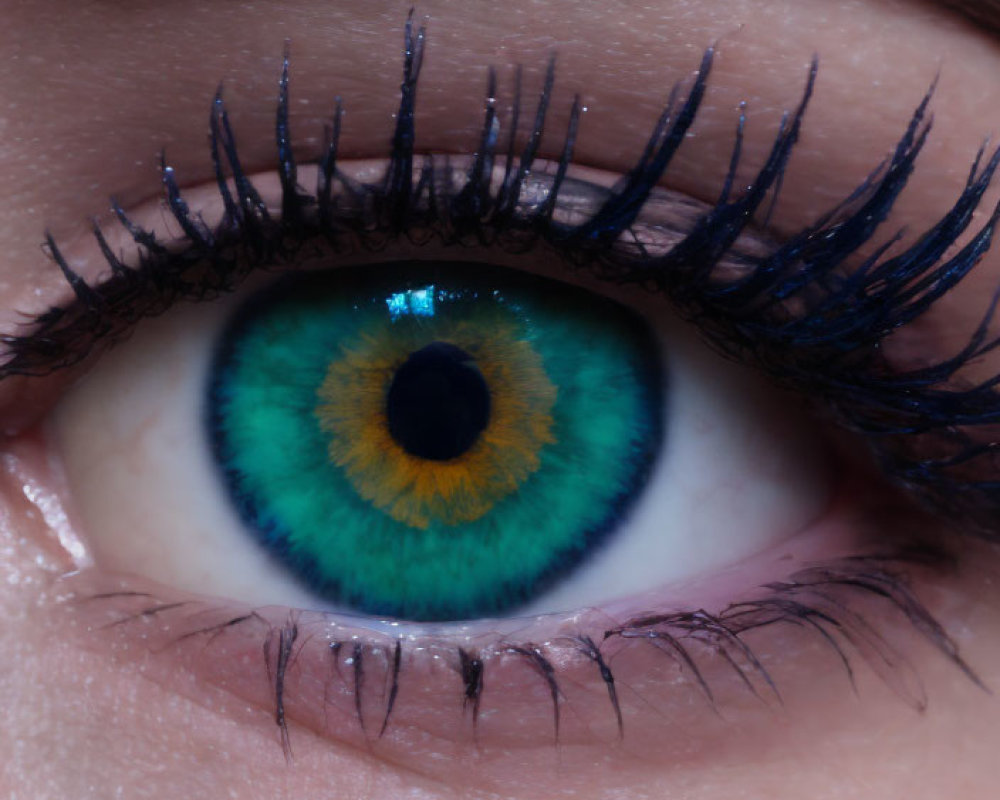 Detailed Close-Up of Vibrant Blue and Green Human Eye