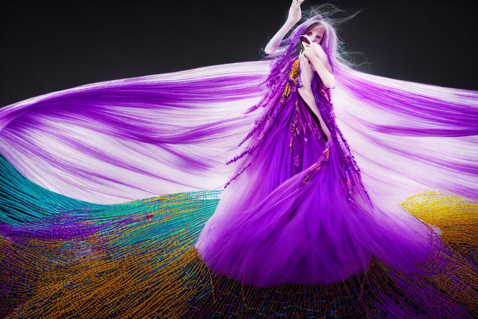 Flowing Purple Dress Creates Dramatic Effect