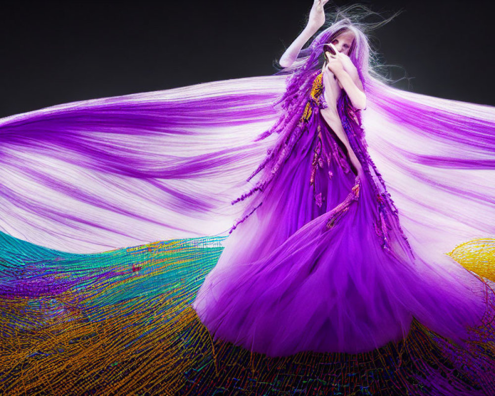 Flowing Purple Dress Creates Dramatic Effect