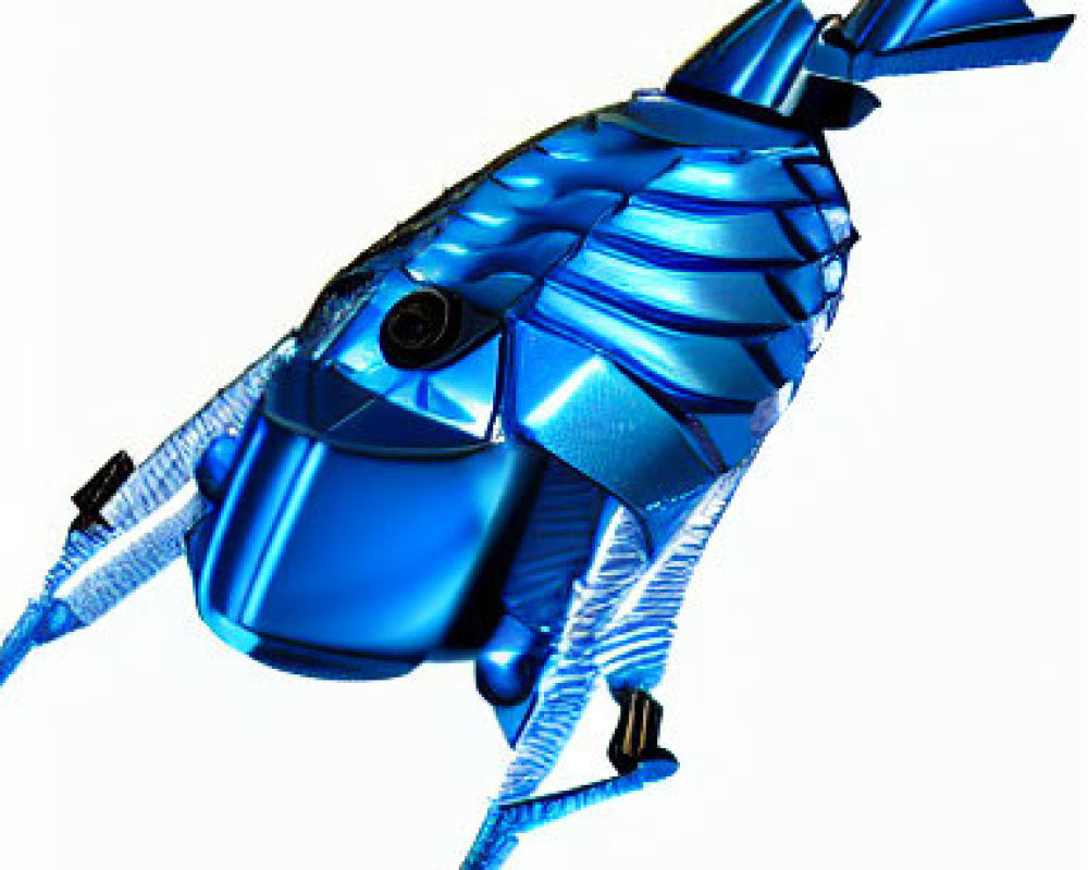 Shiny Blue Metallic Fish-Shaped Balloon with Silver Fins and Tail