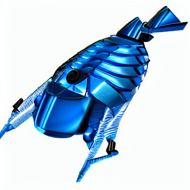 Shiny Blue Metallic Fish-Shaped Balloon with Silver Fins and Tail