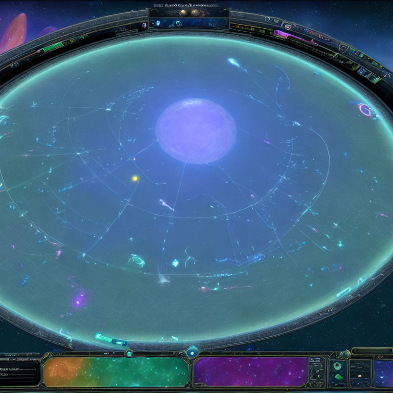 Futuristic holographic star map on space backdrop