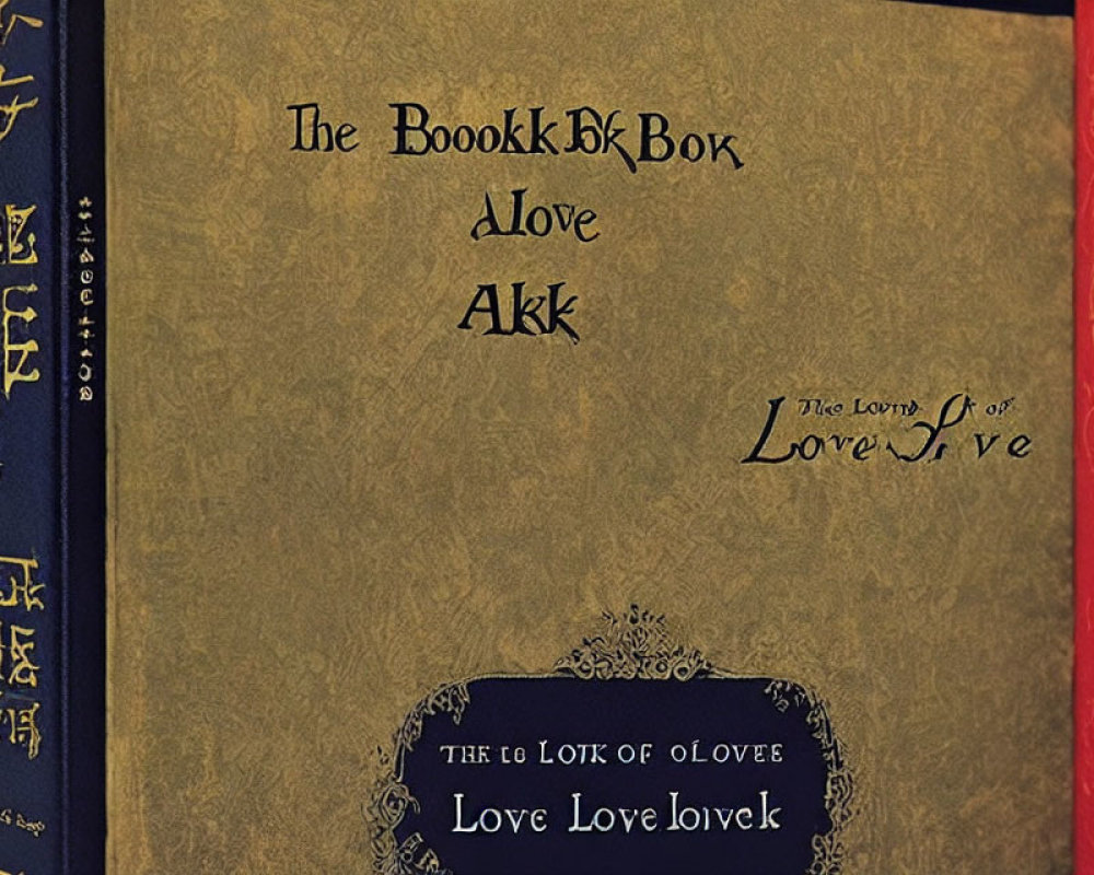 Ornate Love-themed Books in Various Fonts and Languages