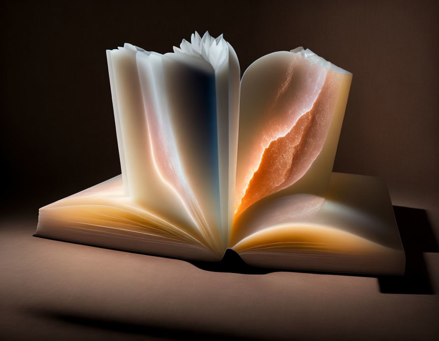 Illuminated open book with glowing pages