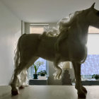 Modern Brown Layered Horse Sculpture in Classical Room