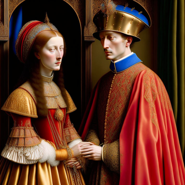 Medieval-themed digital painting of a man and woman in ornate attire