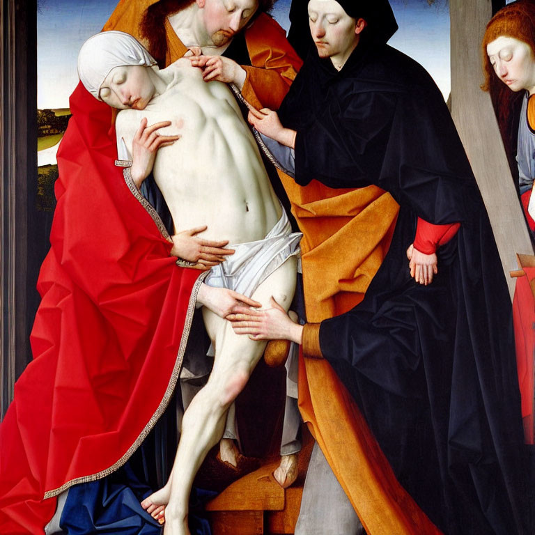 Deposition of Christ painting with Mary, John, and observers