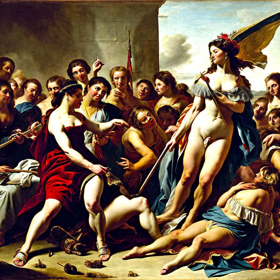 Allegorical oil painting of Liberty during French Revolution