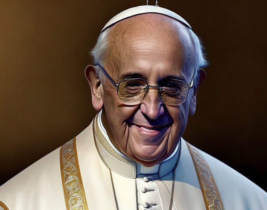 Elderly Man in White Religious Attire Smiling