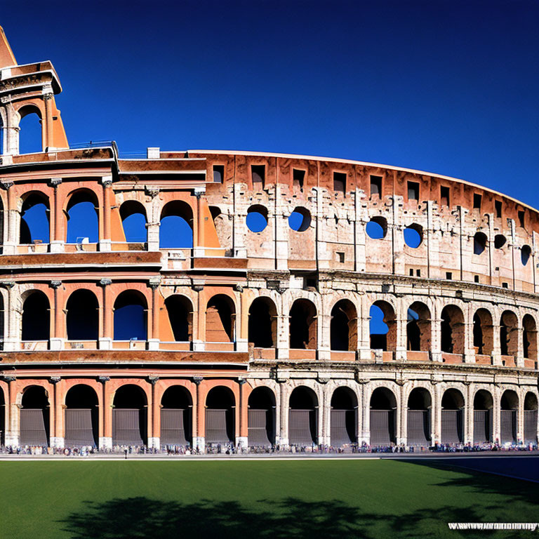 Iconic Colosseum in Rome with Arched Entranceways