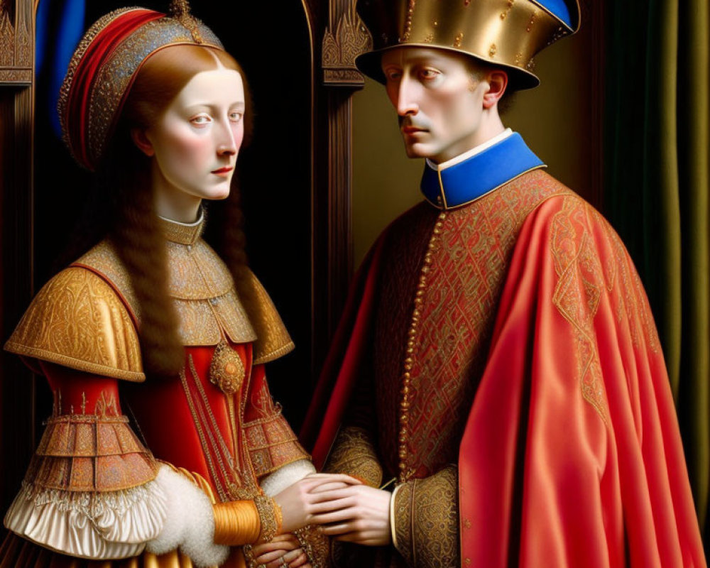 Medieval-themed digital painting of a man and woman in ornate attire