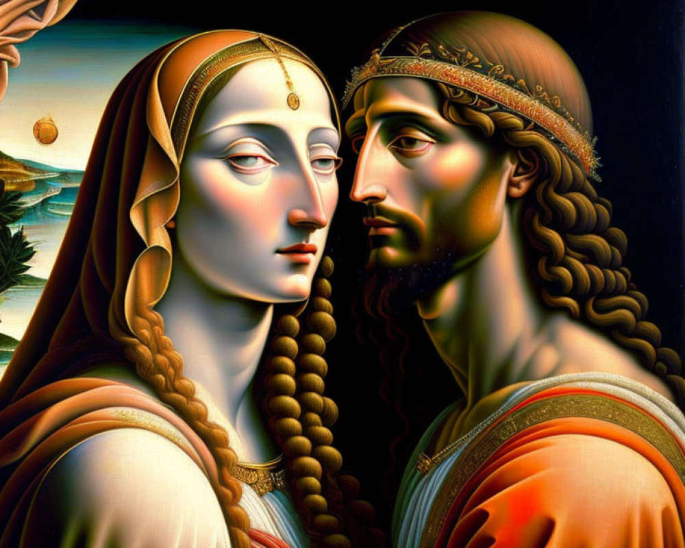 Detailed Hyper-Realistic Medieval Couple Digital Artwork