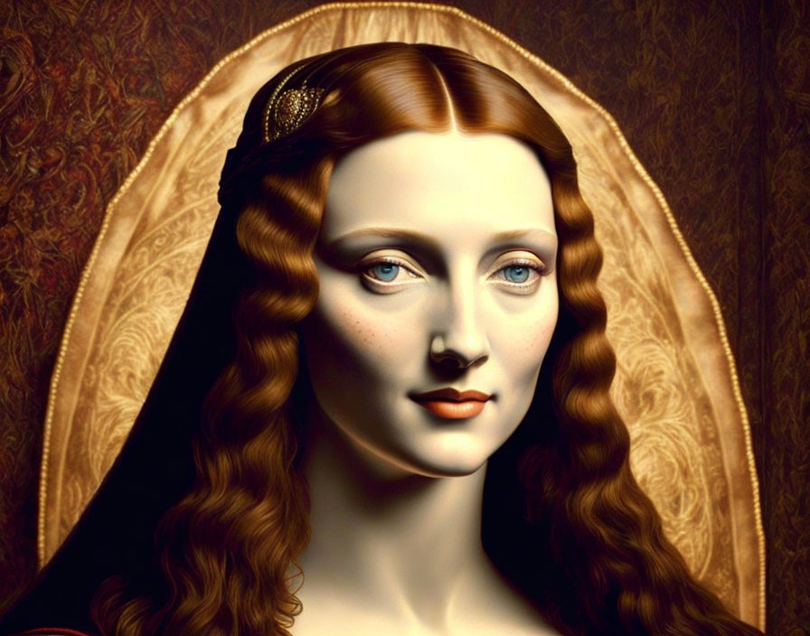 Digital painting of a Renaissance-style woman with braided hair and headpiece