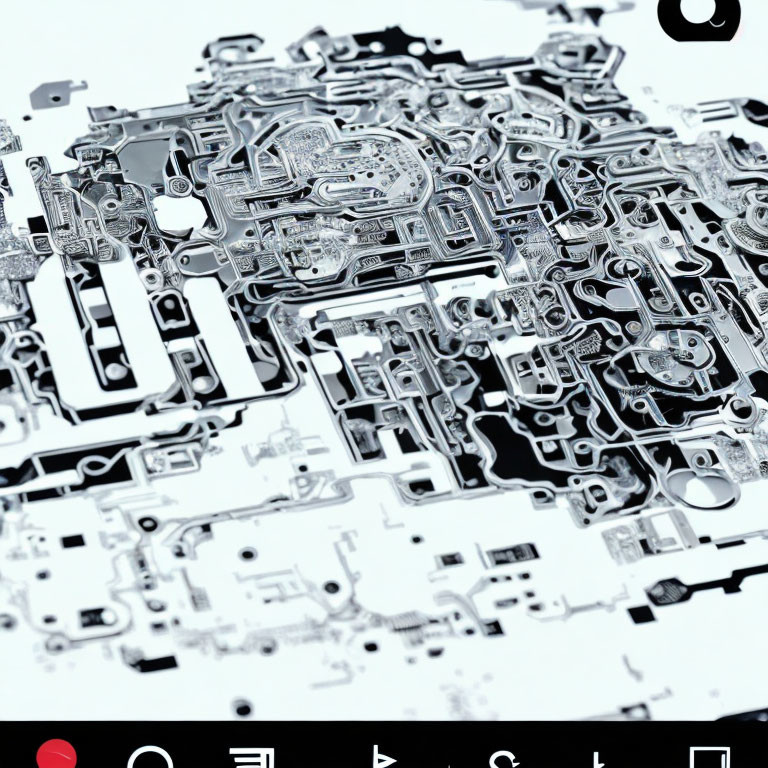 Detailed Black & White 3D Render of Complex Electronic Circuit Board