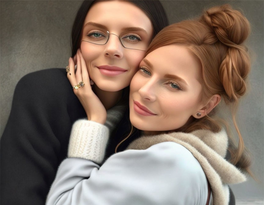 Smiling women in sweaters with striking eyes