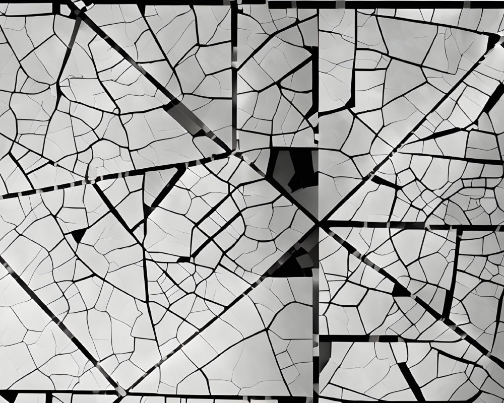 Monochromatic abstract image of shattered glass pattern