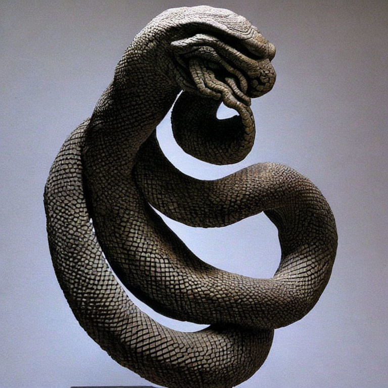 Intricate Snake-Like Sculpture with Textured Scales