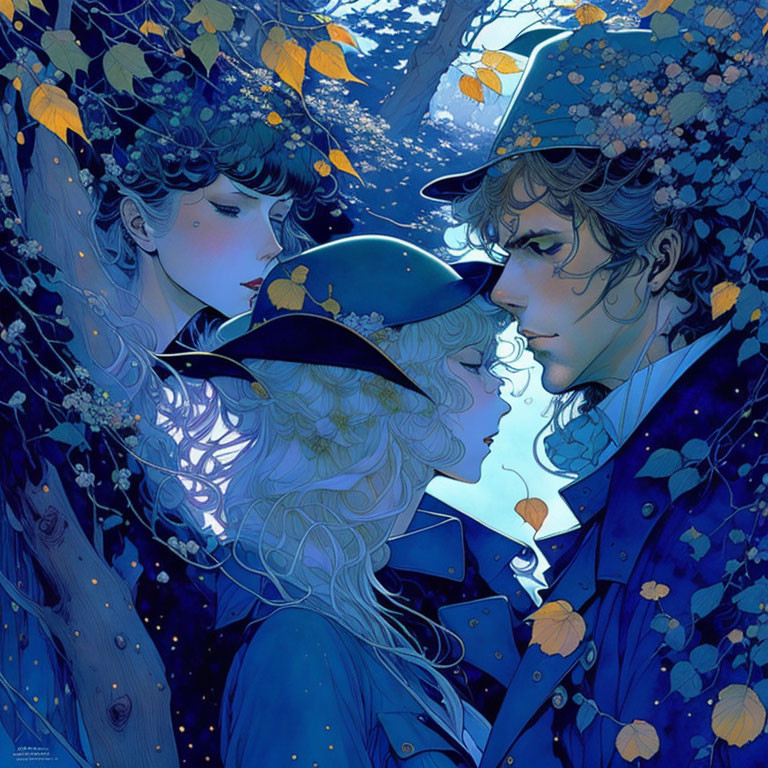 Romantic Encounter in Mystical Blue Forest