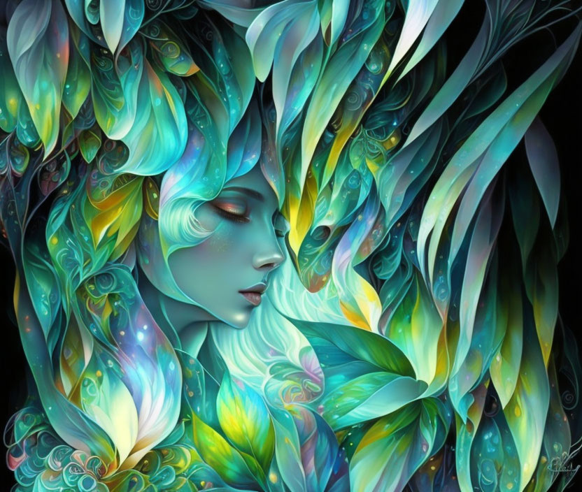 Girl in green fractal