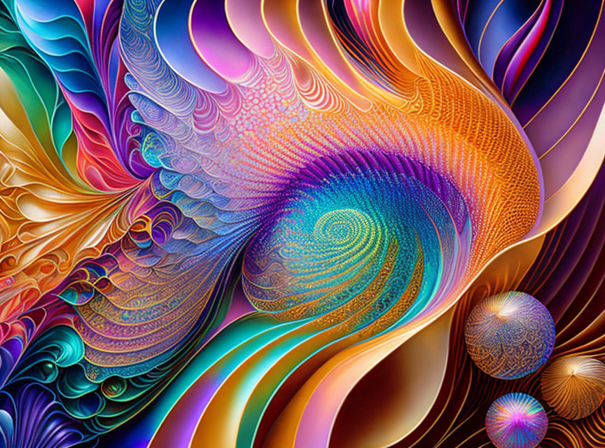 Colorful Psychedelic Fractal Art: Abstract Spiral Design