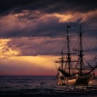 Tall Ships Artwork: Starry Sky, Celestial Designs, Colorful Sunset