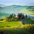 Serene Landscape with Rolling Hills and Tranquil Lake